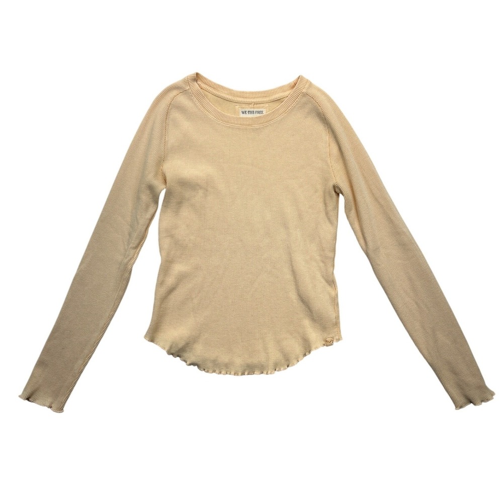 We The Free Thermal Top Womens M Peach Waffle Knit Lettuce Edge Gorpcore
